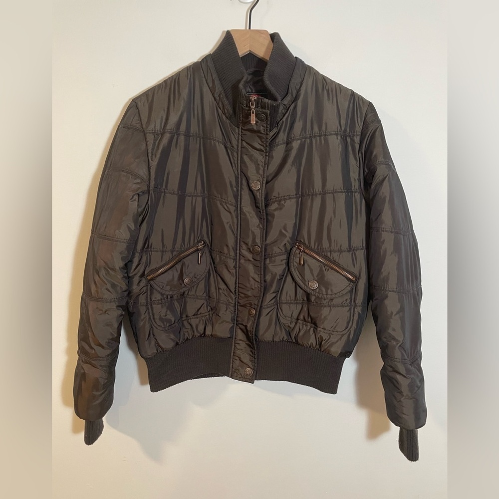 Giacca Winter Puffer Coat Jacket Size Large Goldish Brown Color No Hood Y2K